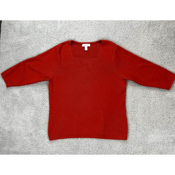 Dress Barn Rust Ornage Knit T-shirt Size 14/16 Square Neckline - Picture 1 of 9